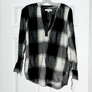 Black & White Plaid Shirt - Size S Maternity - LOFT